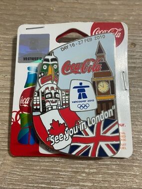 Coca-Cola Collectible Enamel Pin with Red, White, Blue Accents